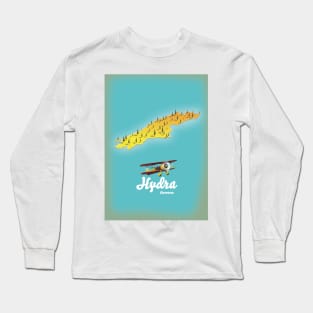 Hydra greece retro map Long Sleeve T-Shirt